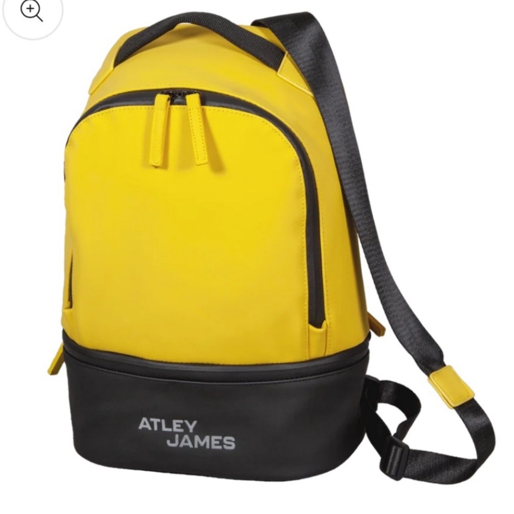 ATLEY JAMES Bradshaw Backpack yellow black laptop sleeve bag water-resistant